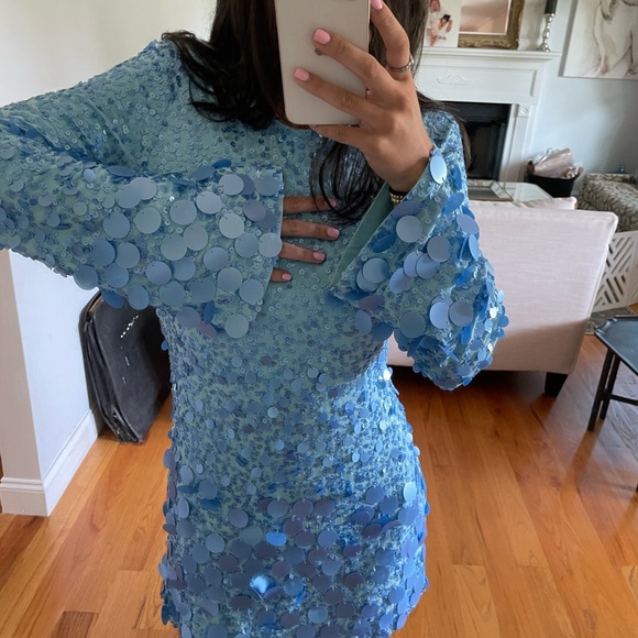 Loveshackfancy lightning dress blue sequin dress - Picture 3 of 4